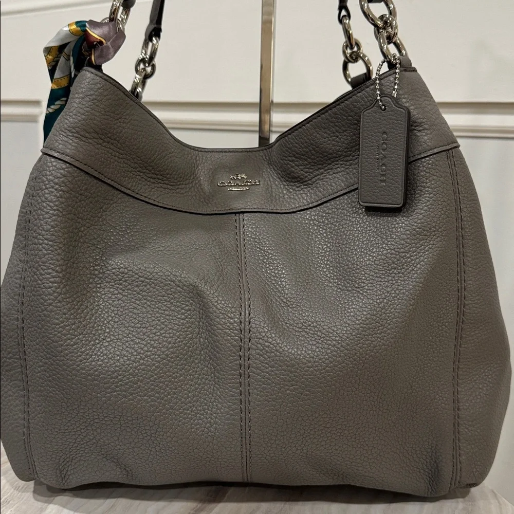 Coach Bag Lexy Gray Leather Shoulder Bag - Picture 4 of 17